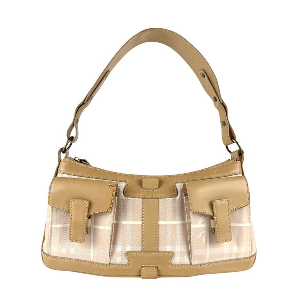 Burberry Beige Pink Bag Shoulder Leather Canvas - Picture 2 of 4
